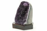 Deep Purple Amethyst Geode With Wood Base - Uruguay #371775-2